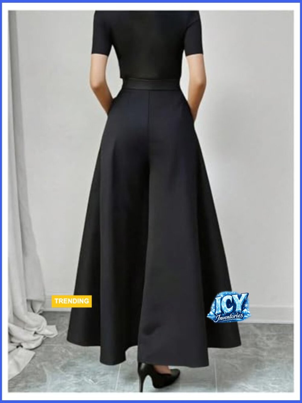 High Waist Wide Leg Flowy Pleated Dress Pants Trousers - Picture 2 of 5